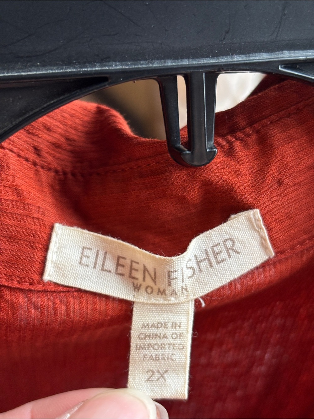 EUC Vintage Eileen Fisher Burnt Orange Red Cotton Button-Down Shirt | Women’s 1X - Picture 3 of 16